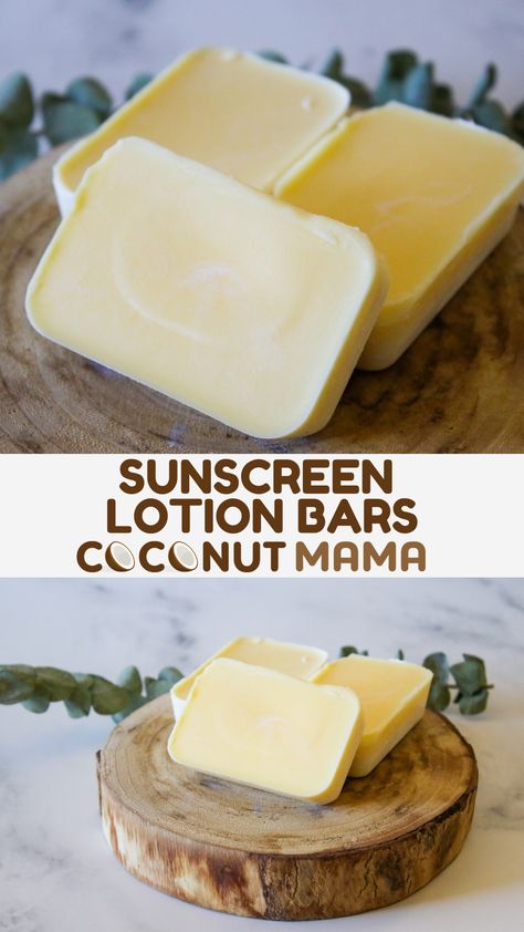 These natural sunscreen lotion bars help protect your skin from the sun while leaving your skin soft and moisturized. Diy Sunscreen Lotion, Natural Sunscreen Recipe, Lotion Bar Recipe, Sunscreen Recipe, Lotion Bars Recipe, Lotion Bar, Homemade Lotion, Diy Body Care, Bar Recipe