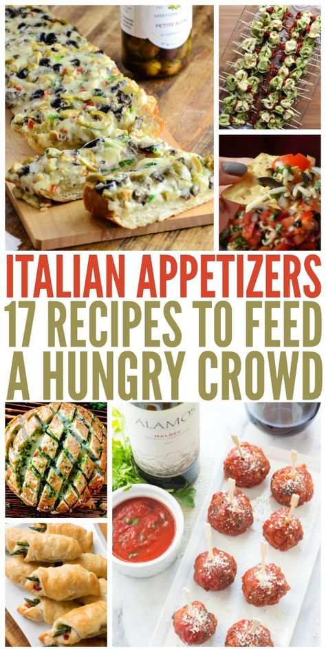 Whether you are planning a big Italian meal or are just looking for some mouthwatering starters for your next party, these Italian appetizers are where it's at. Italian Food For A Crowd, Italian Appetizers Easy, Italian Dinner Party, Italian Party, Italian Appetizers, Feed A Crowd, Dinner Party Recipes, Italian Dinner, Easy Italian