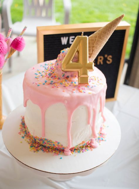 Four Ever Sweet, Ice Cream Themed Birthday Party, Ice Cream Themed Birthday, Ice Cream And Cake, Ice Cream Birthday Party Theme, 4de Verjaardag, 4th Birthday Party Ideas, Ice Cream Party Theme, Cake And Ice Cream