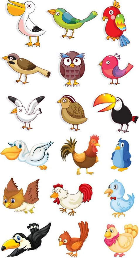 Blanco Designs Cartoon Birds, Kids Vector, Digital Goods, Kids Clipart, Bird Drawings, Animal Clipart, Cute Birds, Art File, Bird Art