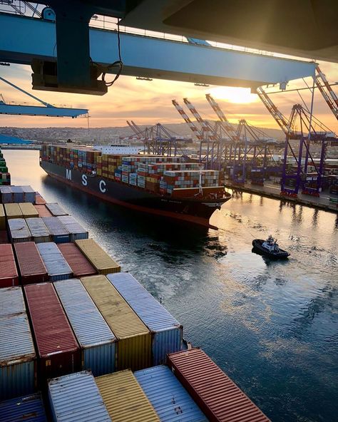 Port of Los Angeles on Instagram: “A view from the top: A tugboat guides a ship through the Pier 300/400 channel at the Port of Los Angeles. Photo by @mr.goodlife1974.…” Port Of Los Angeles, Ship Captain Aesthetic, Captain Aesthetic, Port Aesthetic, Ship Aesthetic, A View From The Top, Ship Port, Upside Down World, San Pedro California