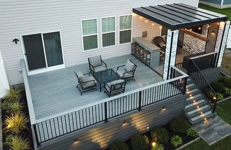 Deck Ideas On A Budget, Back Deck Ideas, Backyard Deck Ideas, Deck Remodel, Modern Deck, Outdoor Patio Designs, Patio Deck Designs, Deck And Patio, Deck Designs Backyard