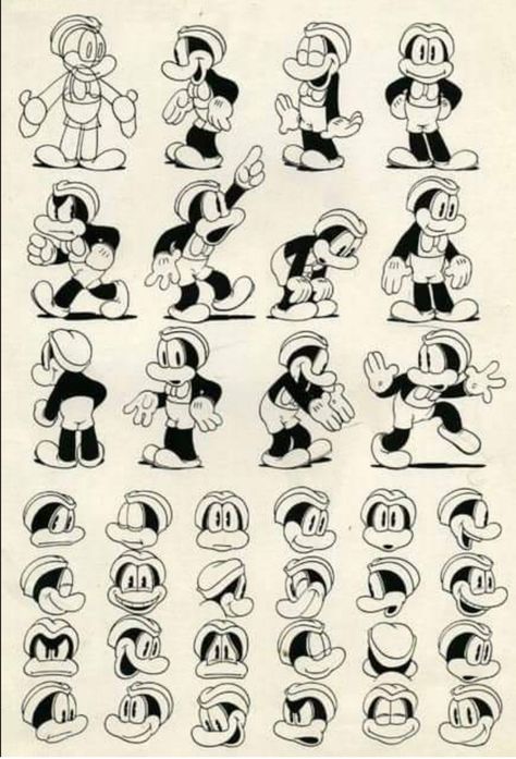 Old Mickey Mouse, Ub Iwerks, 1930s Cartoons, Old Cartoon Characters, House Cartoon, Cartoon Style Drawing, Old School Cartoons, 강아지 그림, Model Sheet