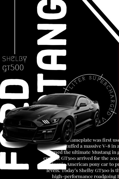 Mustang Cars Aesthetic, Cars Poster Design, Super Cars Aesthetic, Ford Mustang Shelby Gt500 Wallpapers, Black Poster Aesthetic, Mustang Gt Black, Ford Mustang Poster, Mustang Poster, Black Mustang Gt