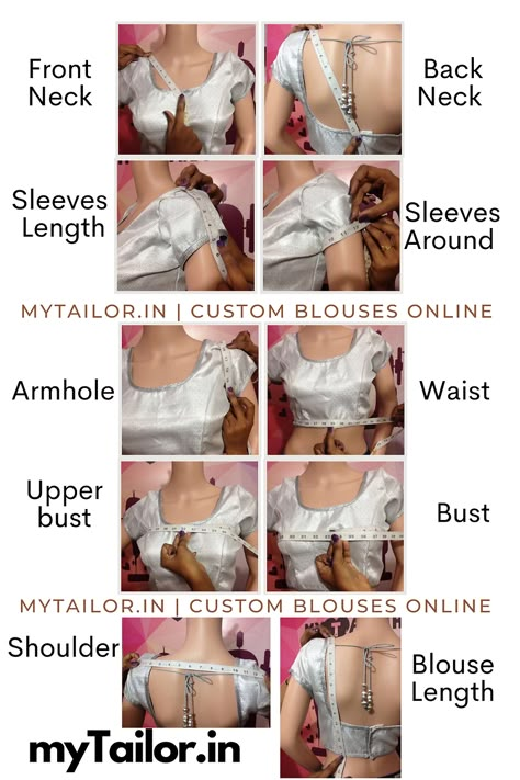 Saree Blouse Sewing Pattern, Saree Blouse Patterns Sewing, How To Take Blouse Measurement, Saree Blouse Measurement Chart, New Dress Patterns, How To Stitch Blouse Step By Step, Blouse Stitching Step By Step, Stiching Blouses Designs, Blouse Measurement Chart