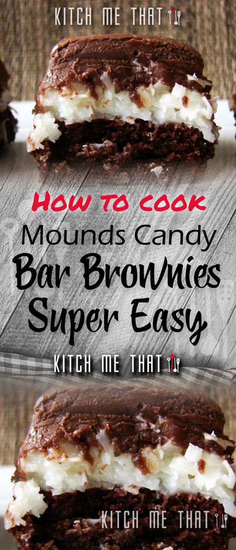 Mounds Candy Bar Brownies | Desserts Recipe to Try!! Mounds Candy Bar Brownies, Mounds Brownies Recipes, Mounds Brownies, Candy Bar Brownies, Mounds Bars Recipe, Mounds Bars, Mounds Candy, Cook Desserts, Mounds Bar