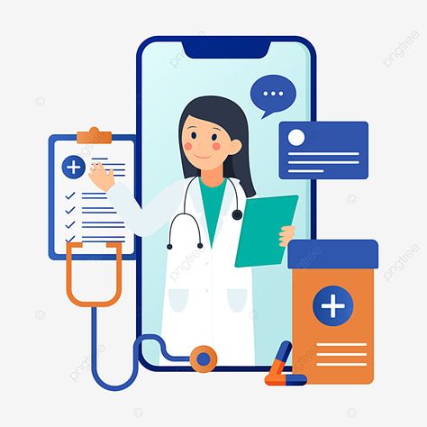 Doctor Vector Illustration, Doctor Clipart, Doctor Vector, Online Doctor Consultation, Doctor Consultation, Health Icon, Marketing Graphics, Medical Symbols, Online Doctor