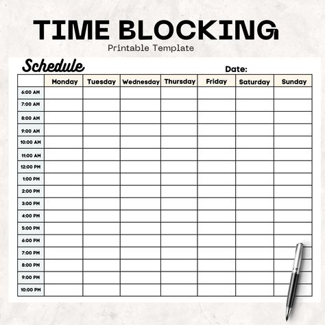 Excited to share this item from my #etsy shop: Printable Time Blocking|Time Blocking Planner| Daily Planner|Instant Download| Time Management|Daily Schedule Aesthetic Daily Planner Template, Planner Setup Ideas, Time Blocking Printable, Aesthetic Daily Planner, Time Blocking Planner, Time Management Printable, Health Printables, Daily Planner Printables Free, Daily Schedule Template