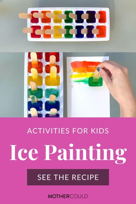 ICE PAINTING DIY | Activities for Kids | MOTHERCOULD Ice Cube Painting, Diy Activities For Kids, Ice Crafts, Color Activities For Toddlers, Summer Activities For Toddlers, Craft Ideas With Paper, Ice Cream Crafts, Ice Painting, Cool Crafts For Kids