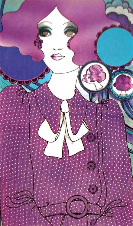 1960s Mundo Hippie, Caroline Smith, Fashion Illustration Vintage, Swinging Sixties, Sixties Fashion, Magazine Illustration, Anna Sui, Vintage Portraits, A Drawing