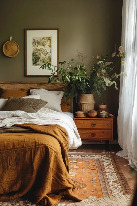 Cosy Romantic Bedroom, Modern Cosy Bedroom, Romantic Guest Bedroom Ideas, Moody Transitional, Bedroom Magic, Boho Bedroom Aesthetic, Style College, Earthy Bedroom, Cosy Interior