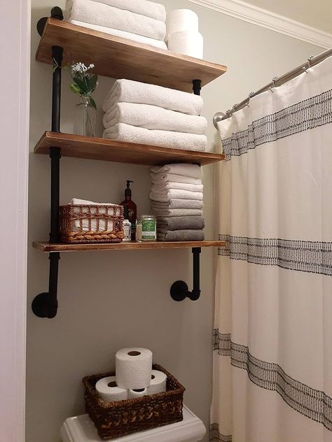 Amazon.com: ROGMARS Industrial Pipe Shelf Floating Shelves for Bathroom,Farmhouse Shelves with Towel Bar, Towel Rack Over Toilet Shelf, Rustic Wall Wood Shelves 19.7 Inch : Home & Kitchen Industrial Wall Shelves, Pipe Shelving, Shelves Over Toilet, Bathroom Shelves Over Toilet, Rustic Wall Shelves, Industrial Pipe Shelves, Bathroom Wall Shelves, Farmhouse Shelves, Pipe Shelves