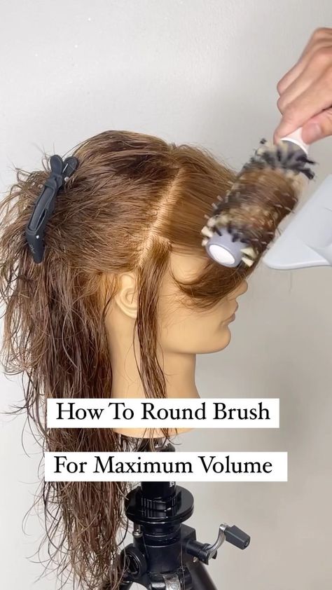 How To Blow Dry For Volume, How To Blowdry Curly Hair Straight, Blow Dry Hair For Volume Perfect Blowout, Blowdry Hair Tutorial, Blow Dry Tutorial Videos, Blow Dry For Volume, How To Have Voluminous Hair, How To Blow Out Medium Length Hair Round Brush, Round Brush Blowout Long Hair