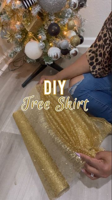 Gold Mesh Christmas Tree, Christmas Trees All Year Round, How Do You Put Mesh On A Christmas Tree, Metal Tree Skirt, Diy Small Tree Skirt, Decorative Mesh Ideas Christmas, Unusual Christmas Tree Skirts, Using Tulle On Christmas Tree, Tulle Christmas Tree Skirt Diy