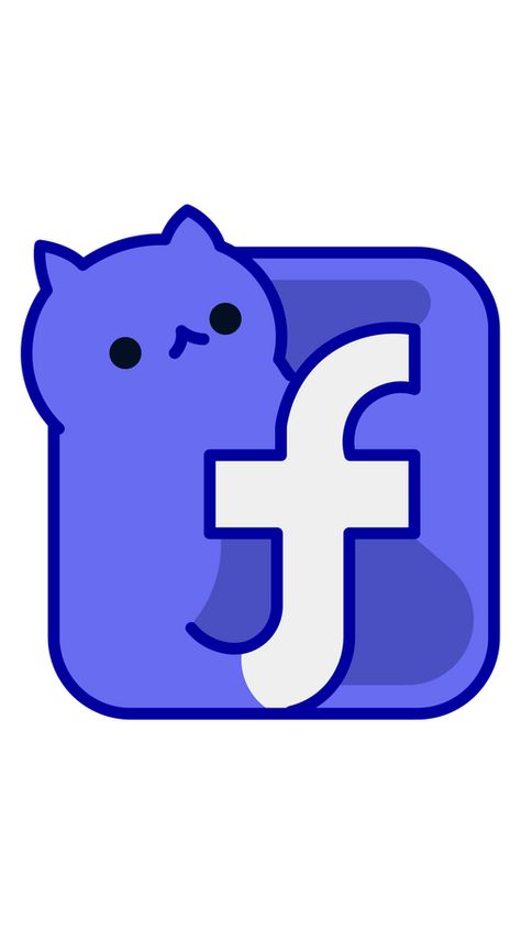 We think that a blue-white normal Facebook logo is too boring, especially when nowadays you can create everything from anything or improve already existing things. That's why we decided to make it... Cat Icons For Apps, Facebook Logo Aesthetic, Facebook Icon Aesthetic, Gmail Logo, Apps Kawaii, Cat Logos, Facebook Aesthetic, Facebook Logo, Facebook Icon