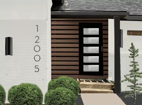 DIY Wood Cladding Wall – Add Some Affordable Warmth & Curb Appeal! | Hometalk Wood Slat Wall Front Of House, Modern Home Curb Appeal, Wood Slat Exterior House, Modern Wood Accent Wall Exterior, Diy Wood Slat Wall Exterior, Cedar Slats Exterior, Horizontal Wood Slat Wall Exterior, Wooden Slats Wall Exterior, Exterior Slat Wall Cladding