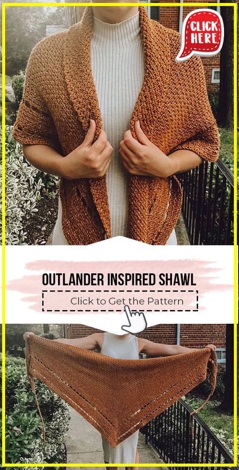 Crochet Wraparound Shawl, Highlander Shawl Crochet Pattern, Outlander Wrap Shawl Crochet, Crochet Shawl Simple, Easy Triangle Shawl Knitting Pattern, Knit Outlander Shawl, Crochet Outlander Shawl Free Pattern, Crochet Prairie Shawl, Outlander Crochet Patterns Shawl