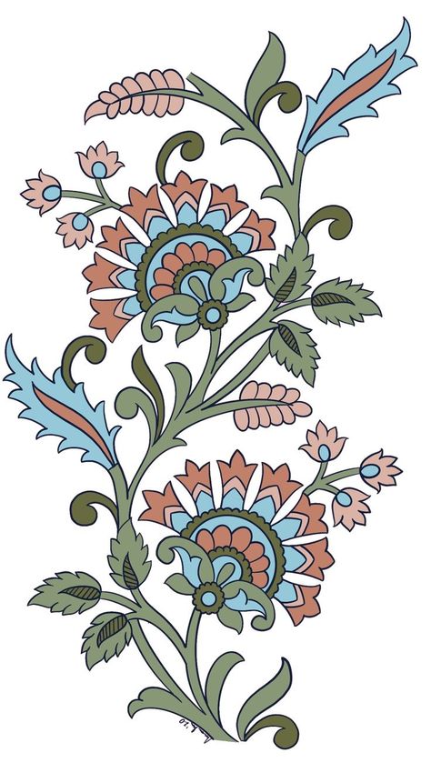 Mughal Butta Design, Mugal Flower Png, Mughal Paisley Motifs, Ali Abbas, Flower Print Pattern, Arte Folk, Digital Flower, Kalamkari Painting, Botanical Flower Art