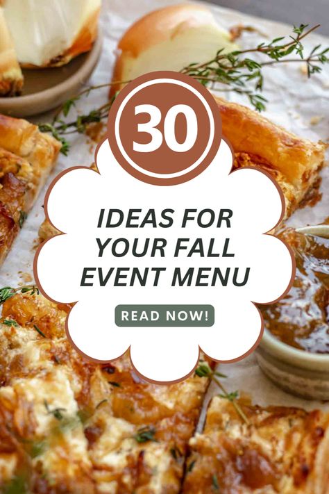 Fall Food Menu Ideas, Fall Birthday Menu Ideas, Fall Wedding Dinner Menu Ideas, Fall Bunco Party Ideas, Autumn Wedding Menu Food Ideas, Wedding Party Brunch Ideas, Fall Lunch For A Crowd, Fall Theme Lunch Ideas, Fall Restaurant Menu Ideas