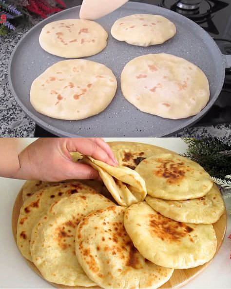 Quick Bread in 10 Minutes (No Oven Required!) Sauce For Empanadas, No Bake Bread, Easy Homemade Flatbread, Quick Easy Bread, Tortilla Cheese, Pizza Donuts, Bread Style, Easy Flatbread Recipes, Greek Bread