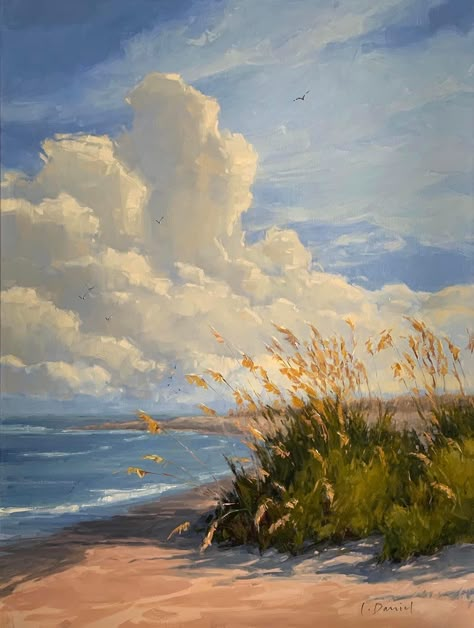 Beach Oil Painting, Austin Art, It Friday, Landscape Art Painting, Art Degree, Cloud Painting, Coastal Landscape, Beach Painting, Coastal Wall Art