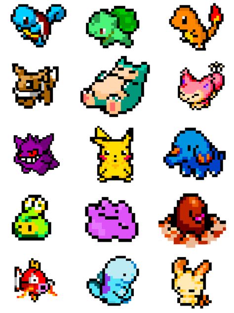 pixel art pokemon - Yahoo Image Search Results Pixel Tattoo, Hama Beads Pokemon, Pixel Pokemon, Pokemon Pixel Art, Pokemon Cross Stitch, Pokemon Bead, Pokemon Pixel, Pokemon Sprites, Pixel Art Pokemon