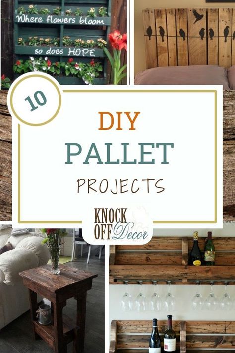 10 Pallet Wood Projects  that you can use to spruce up your home. Recycle those old wood pallets with these great DIY projects. See the list at KnockOffDecor.com #diyhomedecor #palletfurniture #diyprojects #diycrafts #diydecor Palet Projects, Pallet Upcycle, Pallet Wood Projects, Pallets Projects, Diy Pallet Wall, Diy Wood Pallet Projects, Pallet Projects Easy, Pallet Projects Furniture, Pallet Shelves