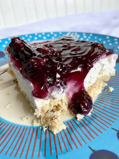 Betty's Blueberry Delight / Blueberry Dessert Blueberry Delight Pecan Crust, Canned Blueberry Pie Filling Desserts, Blueberry Pie Filling Desserts, Blueberry Lush Dessert, Blueberry Layered Dessert, Blueberry Yum Yum Recipe, Blueberry Delight Dessert, Blueberry Delight Recipe, Breakfast Receipts