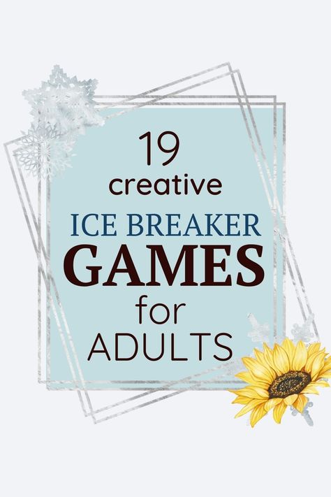 Gather your closest companions and newly acquired acquaintances and introduce them to a night of fun and laughter. I hope this list of ice breaker games for adults will help you make your next meeting Ice Breaker Games Adults, Team Ice Breaker Games, Ice Breaker Party Games For Adults, Group Ice Breakers For Women, Fun Ice Breakers For Women, Ice Breaking Games For Adults, Breaking The Ice Games, Couples Ice Breaker Games, Ladies Night Ice Breaker Games