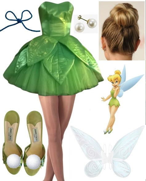 Thinker Bell Costume Women, Peterman And Tinkerbell Costume, Tinker Bell Dance Costume, Tinker Bell Outfit Ideas, Tinkle Bell Costume, Fantasia Da Tinker Bell, Tinker Bell And Peter Pan Costume, Diy Tinkerbell Costume Women, Tinker Bell Costume Diy