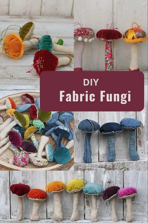 Fabric Mushrooms, Mushroom Garland, Diy Mushrooms, Fabric Mushroom, Felt Mushroom, Mushroom Crafts, Tutorial Sewing, Free Sewing Pattern, Cadeau Diy