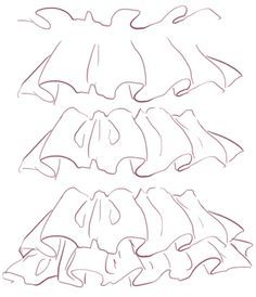 how to draw ruffles ✤ • Find more at <a href="https://www.facebook.com/CharacterDesignReferences" rel="nofollow" target="_blank">www.facebook.com/...</a> Clothing Ruffles Reference, Drawing Frills Tutorials, Anime Ruffles Tutorial, Ruffle Shirt Drawing, Skirt Ruffles Drawing Tutorial, Clothing Ruffles Drawing, How To Draw Skirt Folds, Frill Drawing Reference, Frills Drawing Reference