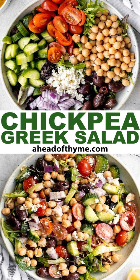 Greek Chic Pea Salad, Herby Cucumber Salad With Feta And Chickpeas, Greek Garbanzo Bean Salad, Chickpea Greek Salad, Chickpea Cucumber Salad, Cucumber Chickpea Salad, Mediterranean Ingredients, Greek Cucumber, Greek Cucumber Salad