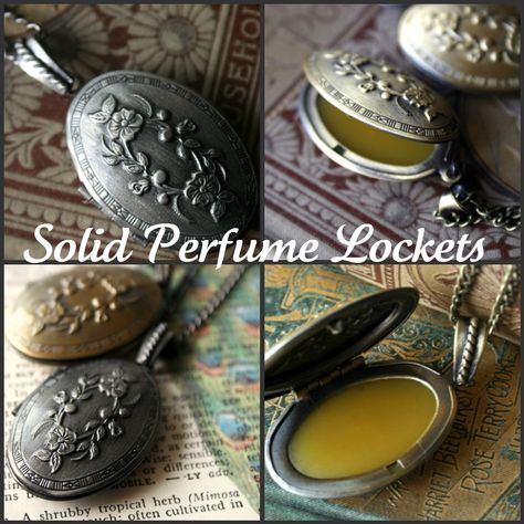 Picnik collage solid perfume lockets Perfume Hacks, Perfume Locket, Handmade Beauty Products, Solid Perfume, Locket, Written By, Lip Balm, Perfume Bottles, Herbs