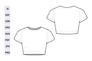 Fitted cropped tee shirt with fashion flats. Find this design on Creative Fabrica! #graphicdesign #tshirt . #Croquis #Crop_Top_Sketch_Drawing #Crop_Top_Technical_Drawing #Clothing_Mockup_Templates Clothe Sketch Ideas, Crop Top Technical Drawing, Clothing Mockup Templates, Shirt Drawing Women, Crop Top Flat Sketch, Crop Top Template, Tshirt Technical Drawing, Tshirt Design Drawing, Crop Top Illustration