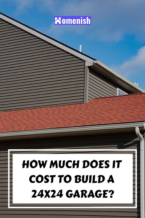 The average cost to build a garage is $50 per square foot. A 24-foot by 24-foot garage will have a total square footage of 576, which brings the average cost of building out to $28,800. Building A Garage On A Budget, Build A Garage, Roll Up Garage Door, Garage Door Colors, Garage Construction, Garage Roof, Building A Garage, Garage Addition, Kitchen Cabinets And Countertops