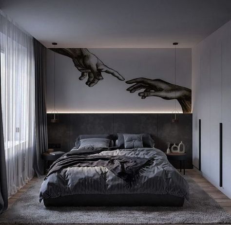 bedroom furniture
bedroom ideas for small rooms
bedroom wallpapere Mens Small Bedroom Ideas, Male Bedroom Ideas, Black Bedroom Design, Black Bedroom Decor, Bed Design Modern, Bedroom Setup, Mens Bedroom, Black Bedroom, House Bed