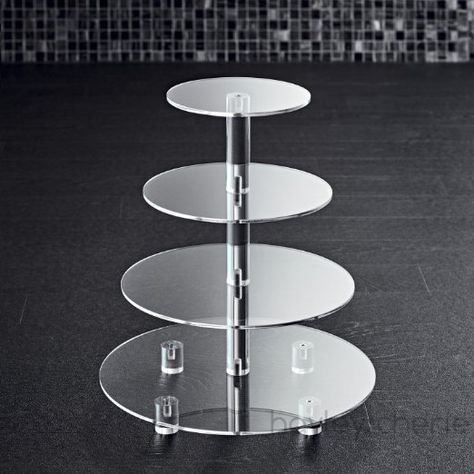 Hayley Cherie® 4-Tier Cupcake Stand - Acrylic Tiered Cake Stand - Dessert or Cupcake Tower - Circular Shape Round Wedding Cake, Cake Table Ideas, Tier Cupcake Stand, Acrylic Cupcake Stand, Cupcake Tier, Cupcake Tree, Cupcake Tower Wedding, Circle Cake, Cupcake Stand Wedding