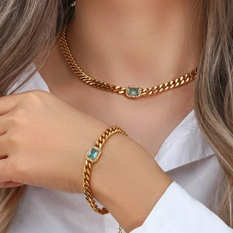 Waterproof Necklace, Diy Leather Bracelet, Zircon Bracelet, Thick Chain Necklace, Modern Gold Jewelry, Antique Bridal Jewelry, Gold Rings Fashion, Emerald Necklace, Rings Fashion