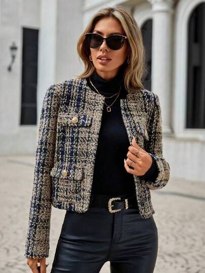 Tweed Coat Outfit, Tweed Blazer Outfit, Tweed Jacket Outfit, Tweed Fashion, Tweed Overcoat, Tweed Outfit, Jacket Outfit Women, Elegant Outfit Classy, Women Overcoat