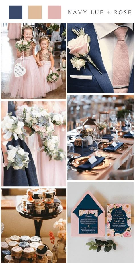 vintage navy blue and rose gold wedding color ideas Navy Blue Dusty Rose And Gold Wedding, Wedding Color Blue And Pink, Navy Blue Rose Gold And Silver Wedding, What Colors Go With Rose Gold, Wedding Colors Blue And Gold, Rose Gold And Navy Blue Wedding, Dusty Rose And Navy Blue Wedding Theme, Navy Blue And Dusty Rose Wedding, Royal Blue And Rose Gold Wedding