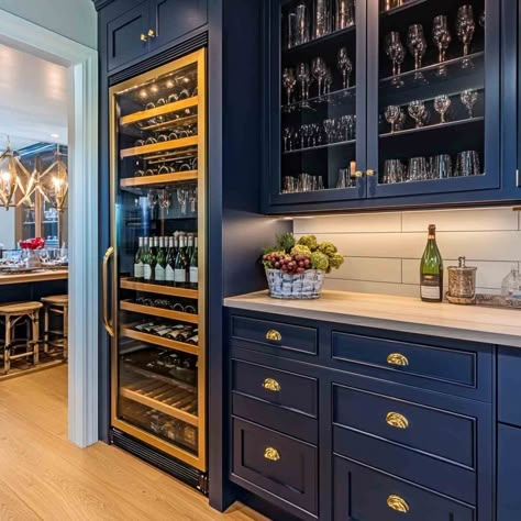 20 Butler’s Pantry Ideas to Maximize Storage & Style Butlers Pantry Refrigerator, Butlers Walkthrough, Butler Kitchen Pantry, Butler Pantry Shelves, Dining Room With Butlers Pantry, Navy Butlers Pantry, Butler Pantry Bar, Designing A Butler's Pantry, Rustic Butlers Pantry