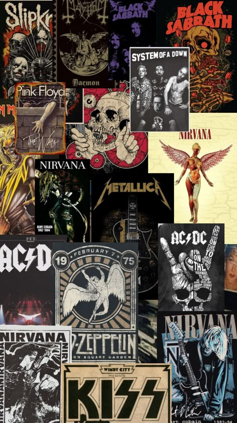 #metal #rock #80s #70s #retro #music #poster All Rock Bands Wallpaper, Metal Background Aesthetic, Rock N Roll Wallpaper Iphone, Rock Band Collage Wallpaper, Band Poster Collage, 90s Rock Aesthetic Wallpaper, 80s Classic Rock Aesthetic, Music Rock Aesthetic, 80s Rockstar Aesthetic Wallpaper