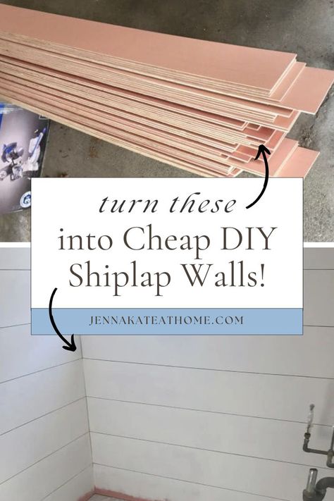 Create a stylish DIY shiplap wall in your bathroom with this tutorial for a cheap and easy shiplap accent wall using white shiplap wall panels from plywood. Perfect for adding a shiplap bathroom look, these ideas show you how to bring this classic wall design into your space. Modern Farmhouse Half Bathroom Ideas, Farmhouse Half Bathroom Ideas, Plywood Shiplap, Classic Wall Design, Easy Shiplap, Shiplap Room, Shiplap Bathroom Wall, Diy Shiplap Wall, Cheap Plywood