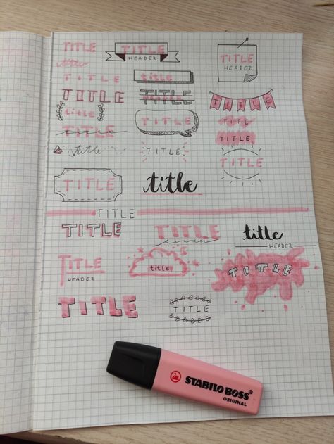 Highlighter Writing Ideas, Notebook Layout Ideas School, Highlighter Lettering Ideas, Title Ideas With Highlighters, Highlighter Title Ideas, Highlighter Header Ideas, How To Write With Highlighters, Heading With Highlighter, Highlighter Designs Journal