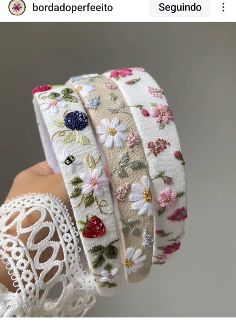 Headband Embroidery, Embroidery Headband, Embroidered Headband, Embroidered Hair Bows, Diy Hair Accessories Ribbon, Handmade Fabric Bags, Simple Hand Embroidery Patterns, Embroidery Wall Art, Diy Embroidery Designs