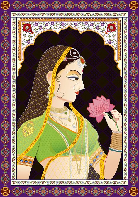 Indian Maharani Painting, Miniature Rajasthani Painting, Rajasthan Miniature Painting, Rajasthani Culture Paintings, Rajasthani Painting On Canvas, Rajasthani Miniature Paintings Indian, Banithani Painting, Indian Queen Art, Maharani Painting