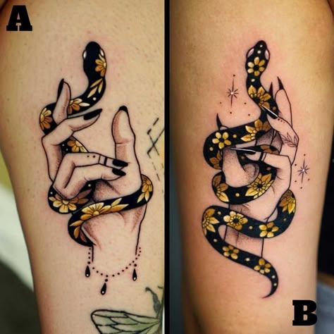 Small Witchy Tattoos, Witchy Tattoos, Small Tattoos Ideas, Acotar Funny, Matching Friend Tattoos, Snake Tattoos, Bestie Tattoo, Wicked Tattoos, Witch Tattoo