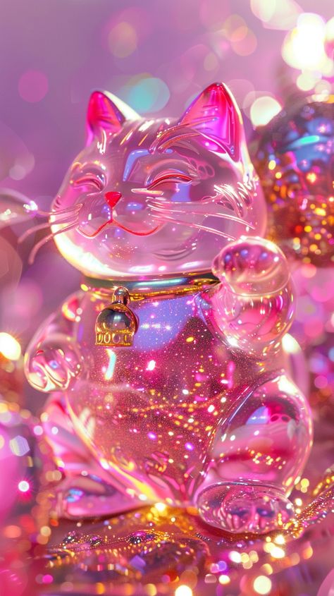 #FortuneCat #GoldFill #KawaiiAesthetic #Glitter #DiamondDust #LightMagenta #Whimsical #9:16AspectRatio #TheCandie Eye Catching Color Palette, Whimsy Aesthetic, Glitter Artwork, Light Magenta, Lucky Wallpaper, The Best Wallpapers, Fortune Cat, Jelly Wallpaper, Diamond Wallpaper