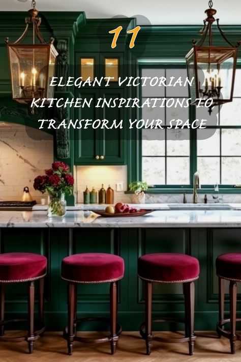 Step into the charm of Victorian elegance with my top kitchen inspirations! The deep greens and rich textures create a stunning backdrop for any culinary paradise. From plush seating to intricate cabinetry, these designs will transform your space into a sophisticated haven. Let's bring a touch of timeless beauty to your home! Victorian Kitchen Design, Victorian Kitchen Ideas, Japandi Dining Room, Organic Modern Kitchen, Victorian Elegance, Victorian Kitchen, Modern Farmhouse Living, Victorian Farmhouse, Modern Farmhouse Living Room